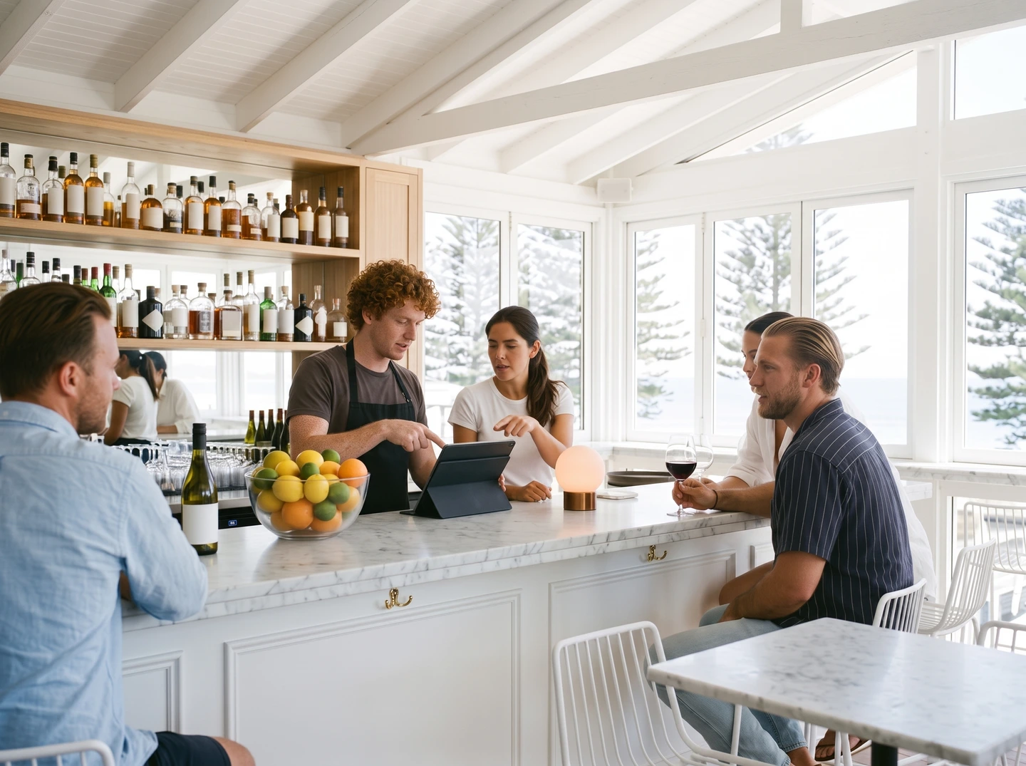 Service in full swing at the bar.